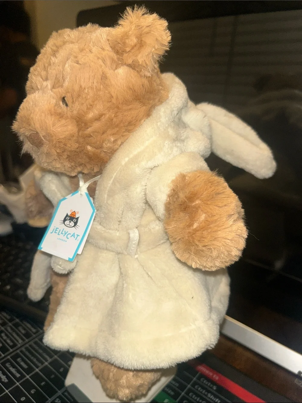 Jellycat Tan Bear in Cream Robe Plush